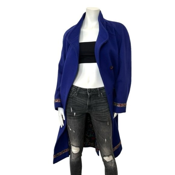 London Fog Vintage Wool Jewel Toned Purple Oversized Long Coat Jacket - Picture 6 of 15